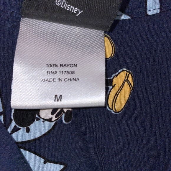 Disney's Mickey Mouse Print‎ Tropical Hawaiian Button Down Rayon Shirt Size: M - Picture 5 of 9
